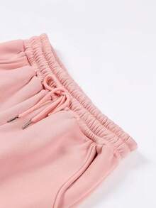 Women's Loose-Fit Stylish Sports Hoodie & Pants Set - Featuring "NO WORRIES GOD Got Me" Graphic, Hooded, Long Sleeve, Plain Base Design, Spring Women's Outdoor & Casual Two-Piece, Suitable For Home, Leisure & Daily Wear, Fits Teens To Adults | Comfortable All-Age Women's Spring Activewear Set - 粉色 - 查看 5