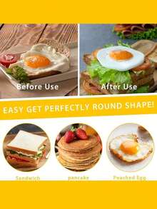 1 pieza Molde para huevo frito de acero inoxidable, aro redondo para huevo con mango de silicona, molde antiadherente para cocinar huevos - Negro - Ver 9