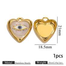 1 件 304 不锈钢 18K 镀金珐琅白蓝恶魔之眼吊坠，适用于 DIY 耳环、手链和珠宝制作，批发配件 - 金黃 - 查看 11