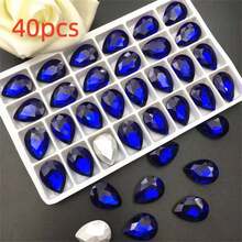 40pcs 1.0cm/0.39inch And 1.4cm/0.55inch Teardrop Colored Rhinestone Transparent Glass Diamond Shaped Silver-Plated DIY Rhinestone Accessory For DIY Nail Art, Clothing, Shoes And Jewelry Making.