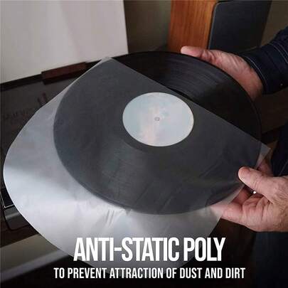 50pcs/Pack Anti-Static Round Bottom Black Vinyl Record Inner Sleeves, Suitable For 5-12 Inch Vinyl Records - Ensure Proper Protection For Your LP Record Collection
