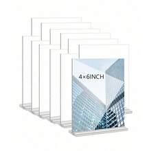 亚克力标牌架 - 透明T型塑料展示架，亚克力婚礼桌号牌，双面纸张和标牌架，适用于菜单、传单、图片 - 耐用亚克力纸张架和收纳盒，适用于办公室、零售店、展览、餐厅、婚礼和其他场合，亚克力标牌架，展示架，供应商活动展示架，房地产经纪人用品，商业标牌，促销品 - 無色 - 查看 6