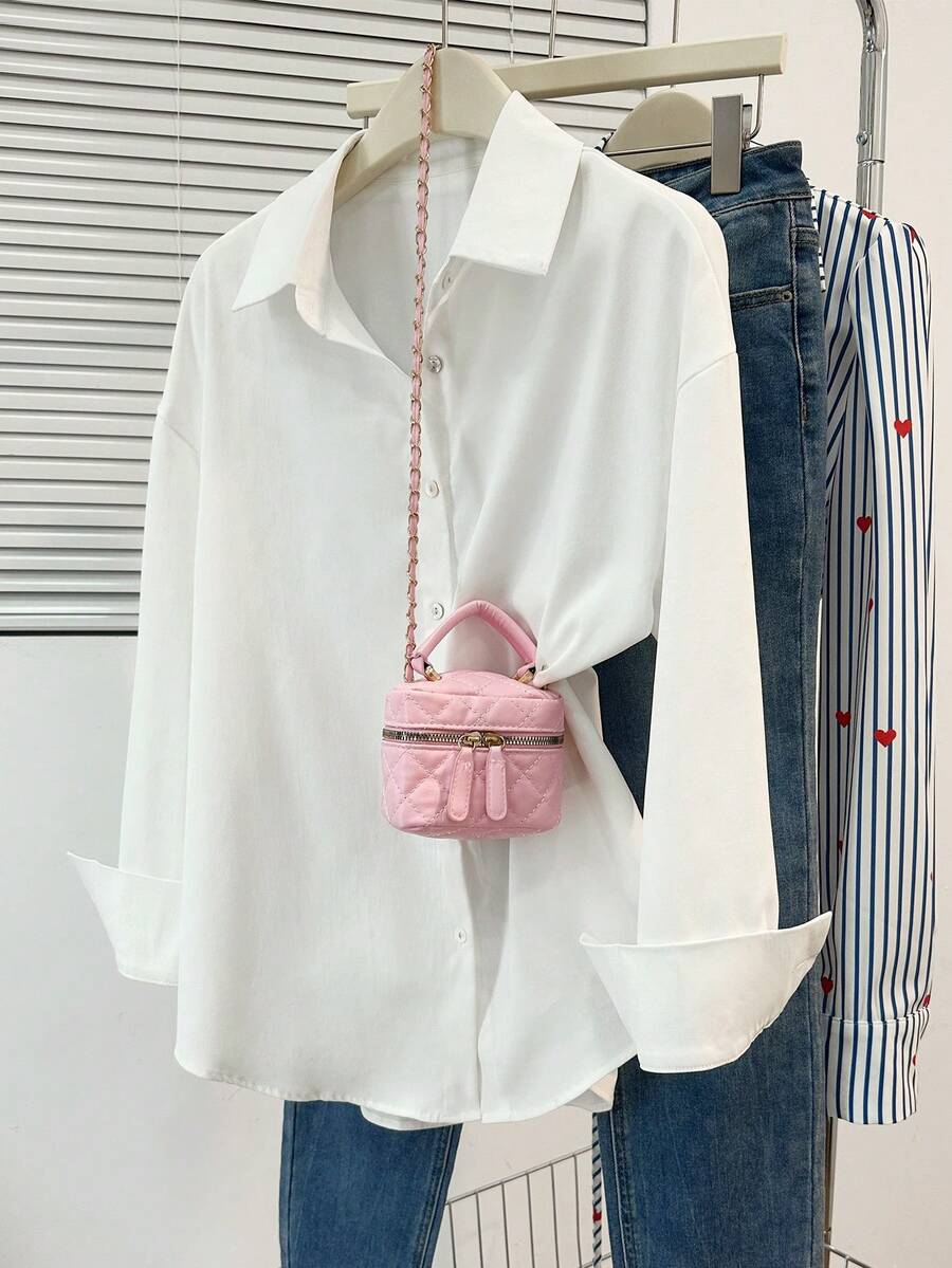 Camisa de mujer de manga larga con botones, ajuste regular de poliéster, blusa versátil para todas las estaciones, blanco para uso diario - Blanco - Ver 1