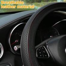 Car Steering Wheel Cover Anti-Slip Breathable Leather Vehicle Steer Wheel Protector Adaptable To 14.5-15 Inches Steering Wheel Protection Guard Universal Automotive Accessories Black - Đen - Xem 4