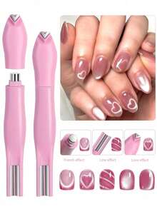 3-In-1,Heart Cat Eye,Magnet Nail Tool,Multifunction,Strong Magnetic,Gel Polish Stick,French Tip,Line Pattern,DIY Nail Art Kit,Christmas Decorations,New Year,Valentine's Day,Daily Manicure Supplies,Professional Salon - Multicolor - View 2