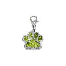 1pc Zinc Alloy Pet Dog ID Tag, Glitter Paw Print Pendant, Laser Engraved Logo Decoration
