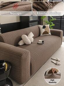 1 tấm bọc ghế sofa chống trượt họa tiết lá cây, màu nâu, có thể giặt được, co giãn, phù hợp với ghế sofa 1-4 chỗ. - màu nâu - Xem 2