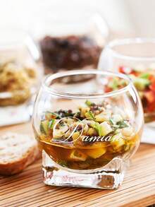 1pc Customized Logo Creative Transparent Glass Bowl, Compact Hotel Dessert Bowl, Afternoon Tea Yogurt Ice Cream Cup, Nordic Style Kitchen Tableware, Lead-Free Glass Pudding Cup, Home Salad Bowl - Multicolor - View 5