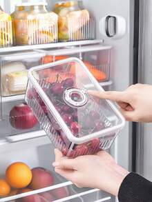 1/3pcs Rectangular Plastic Sealed Storage Box With Lid, Suitable For Refrigerator, Market Stall Display And Kitchen, Refrigerator Storage Box, Plastic Kitchen Storage Box, Transparent Airtight Food Container, Suitable For Vegetables And Fruits, Suitable For Holiday Parties, Valentine's Day And Other Occasions - Multicolor - View 4
