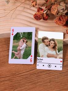 Personalized Custom Photo & Text Playing Cards, Valentine's Day Gift, Custom Couple Photo Poker Set, Romantic Valentine's Present, Custom Name Date Playing Cards, Entertainment Accessory, Multi-Functional, Highly Decorative, Reusable, Exquisite & Stylish, High-Quality, Colorful, Modern, Customizable, Personalized, Unique, Ideal Gift For Lover/Partner - Multicolor - View 11