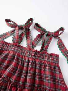 Women's 2 Piece Lounge Set Sleeveless Tie Shoulder Striped/Plaid Tank Tops Pants Sleepwear - Đỏ - Xem 3