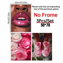 3PCS Poster, Sneaker Print Flower Art,Fashion Wall Art Decor Art,Pink Floral Decorations, A Gift For A Girl,Canvas Art Wall, Room Posters, Home Decoration, Room Decoration Items, Bedroom, Kitchen, Living Room, Corridor Decoration, Optional Frames - 3PCS - View 13