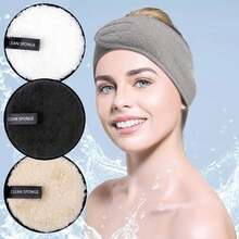 7 Pack Makeup Remover Pads Reusable Make Up Pads With Spa Headbands Large Double Sided Face Pads Washable Facial Towel Microfibre Cotton Face Eyes Cleansing Cloths For All Skin Type (7 Pieces) - Multicolor - View 10