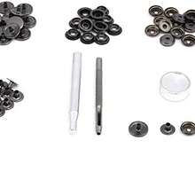 Leoon Botones de Fijacin Rpida 15 Juego de Broches de Presin con Herramienta de Presin Pernos Prisioneros Sujetador de Fijacin Conjunto Nquel - como se muestra en la figura - Ver 2