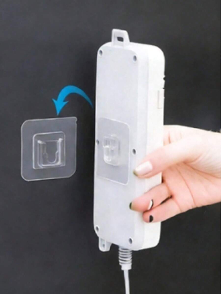 5pcs/3pcs/2pcs/1pc Multi-Function Wall Mounted Power Outlet Holder - With Clear Snap Hooks, Strong Adhesive And Reusable Plastic Pads, Ideal For Bathroom And Entryway Organization; No Drilling Installation Saves Space. Storage Organization Strong Adhesive Hooks, Bathroom Accessories Home Decor Kitchen Accessories, Easy To Install Adhesive Practical Hooks - Multicolor - View 1