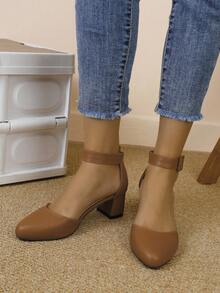 女士厚底高跟时尚镂空舒适搭扣凉鞋 - 棕色 - 查看 5