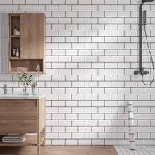 1 Roll Self-Adhesive Kitchen Wall Tiles Stickers, Waterproof, Oil-Proof, Heat-Resistant Wallpaper, Home Decoration Contact Paper, Peel And Stick, Easy To Clean And Cut, Suitable For Renovation In Living Rooms, Bedrooms, Bathrooms, And Dormitories - Black and White - View 4