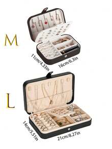1PC Large And Medium Portable Buckle Jewelry Box, Used For Storing Rings, Necklaces, And Earrings, Buckle Portable Jewelry Box, Ring Box, Bracelet Necklace Box, Earring Box, Jewelry PU Leather Storage Box, Jewelry Storage Box, Large Capacity Double-Layer Earrings