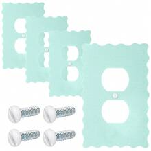 4 Pcs Green Scalloped Duplex Outlet Covers Metal Cute Scalloped Decorative Outlet Cover Wall Plate Room Decor For Bedroom Home - 馬卡龍綠 - 查看 2