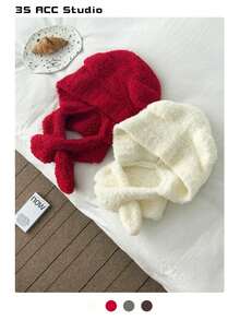 1pc Handmade Knitted Plush Headband Hat For Women, Autumn/Winter, Thick, Warm, Fashionable, Versatile, Face-Framing, Ear-Warming, Braided Design Halloween - Multicolor - View 8