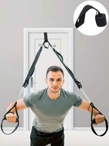 1 pieza Sistema de anclaje de puerta de alta resistencia con bandas de resistencia - Cuerda ajustable Equipo de gimnasio para dominadas, jalones de lat, ejercicios de Body superior y abdomen - Entrenador de resistencia montado en la puerta (sin barras/hardware) - Accesorios de equipo de fitness de yoga Bandas de resistencia Barra de manija Estación de fijación Polea de fitness Correa de ejercicio Accesorios de entrenamiento de gimnasio en casa Equipos de entrenamiento - Multicolor - Ver 2