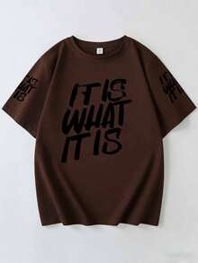Áo thun nữ cỡ lớn in hình "IT IS WHAT IT IS", thoải mái, phong cách thường ngày, phù hợp cho mùa xuân/hè, lý tưởng cho mặc hàng ngày, đi chơi, dự tiệc, đi học, lễ hội âm nhạc, kỳ nghỉ, đi làm. Món quà tuyệt vời cho gia đình, bạn trai, bạn gái, bạn bè, hoàn hảo cho mùa hè của các cô gái. - màu nâu - Xem 2