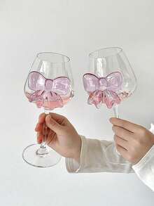 1pc Elegant Bow Tie Pink Glass Wine Glass - Creative High-End Wine Glass, Suitable For Parties, Restaurants, Bars, Cafes, Dessert Shops, Weddings And Bridal Showers, Mother's Day Wine Glass Gift Decor - Multicolor - View 8