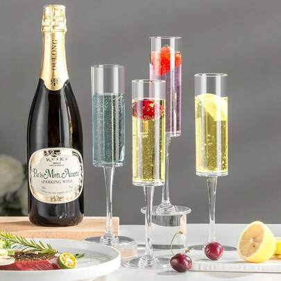 Champagne Flute Glasses, Acrylic Shatterproof High Transparency Lead-Free Wine Glasses, Wedding Party Cocktail Glasses, Sparkling Water Glasses, Liquor Glasses, Suitable For Birthday, Wedding, Holiday, New Year Party, Back To School Event, Team Activity And Family Dining.