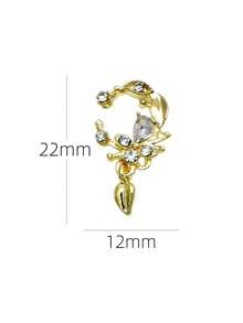 10pcs/Pack Bestselling Super Shiny Metal Flower Wreath Pendant, Alloy Rhinestone Gold/Silver Color Nail Art Jewelry 3D Metal Crystal Glass Heart Tassel Nail Decor DIY Accessories For Girls And Women Nails Nail Supplies - Multicolor - View 5