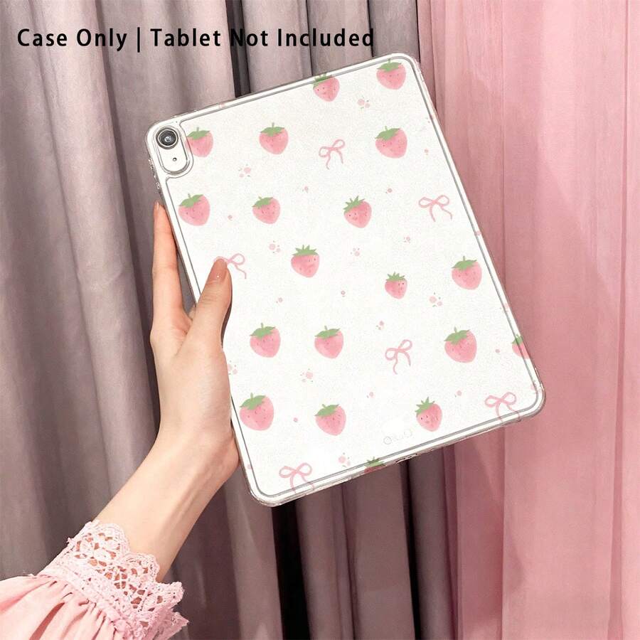 1pc High Transparent Anti-Drop TPU Tablet Case, High Definition Bowknot Strawberry UV Printing, Compatible With IPAD 11 2025, MINI6/7, AIR1/2, Air4/AIR5/Air6/AIR7, 9.7 Inch IPad 2019/2020/2021, 10.2 Inch IPad 10/11, AIR11 (2024/2025), PRO11 (2024), PRO11 (2018-2022), PRO12.9 Inch/AIR13 - Multicolor - View 1