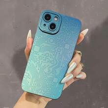 Funda de teléfono con efecto espejo y diseño de circuito impreso. También funciona como espejo y es compatible con  17,  16 Pro Max,  15 Pro Max,  13 y  12. Fabricada en TPU, ofrece protección contra golpes y caídas. Es perfecta para amantes de la tecnología y un regalo ideal para familiares, amigos, cumpleaños, festividades o cualquier ocasión especial. - Negro - Ver 2
