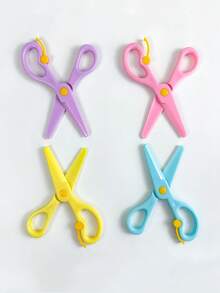 1/4pcs Macaron Color Plastic Scissors For DIY Paper Work, Plastic Tips Craft Supplies, School Art Projects, Paper Cutting Activities, Student Back To School, For Adult Man Woman Home Office, Training Scissors - Multicolor - View 10