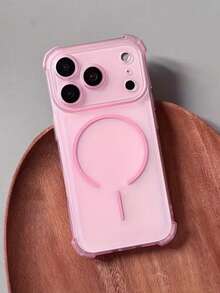 1pc Precise Hole Air Cushion Anti-Fall Magnetic Absorption Phone Case, Matte Pink Transparent Phone Case Compatible With IPhone 11/12/13, Magnetic Ring Wireless Charging Phone Case Compatible With IPhone 14/15/16, Pink Girly Phone Protective Case Compatible With IPhone 17/17Pro/17ProMax/Air Series, TPU Soft Phone Protective Cover Compatible With IPhone 15, Phone Case Compatible With IPhone 16, Phone Case Compatible With IPhone 17 Pro, Phone Case Compatible With IPhone 13 - View 3