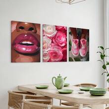 3PCS Poster, Sneaker Print Flower Art,Fashion Wall Art Decor Art,Pink Floral Decorations, A Gift For A Girl,Canvas Art Wall, Room Posters, Home Decoration, Room Decoration Items, Bedroom, Kitchen, Living Room, Corridor Decoration, Optional Frames - 3PCS - View 7