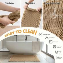 Alfombras de baño estilo gofre, estilo bohemio, antideslizantes, lavables, superabsorbentes, con base de goma ultrasuave para suelo, bañera y ducha, color marrón, 45 x 76 cm - Marrón - Ver 7
