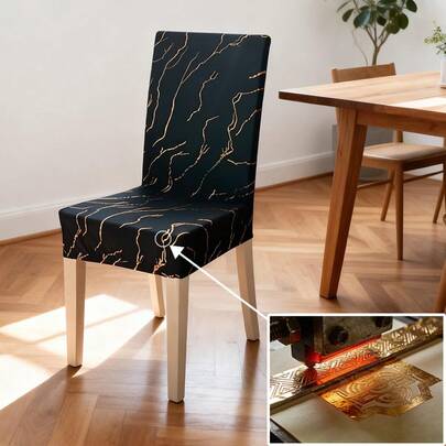 1 chiếc bọc ghế ăn mạ vàng, bọc ghế kiểu Parsons có thể tháo rời, thích hợp cho nhà bếp, tiệc cưới và các buổi tiệc chiêu đãi.