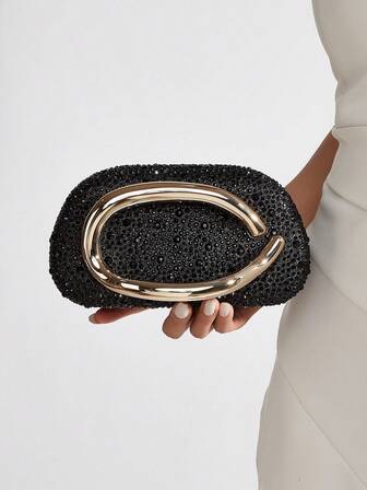 Glittrande, strålande, elegant och utsökt strassdekorerad boxväska, en charmig kvällskutsch, lämplig för festtjejer och damer, det perfekta valet för fester, bröllop, baler och formella evenemang/banketter, även den bästa presenten för kvinnor.