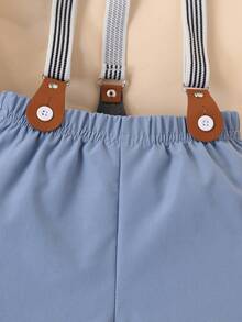 Conjunto de cavalheiro para bebê menino - Camisa de manga curta com gravata borboleta e shorts com babador, ideal para festas de aniversário e casamentos. - Multicolorido - Ver 3