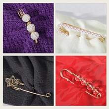 Leoon s para Ropa  para Pines Broches para Ropa Mujer Prendedores Alfiler Decorativo de Perla para Ropa, Broche de Ajustar Cintura, Fijar Suteres y Escotes (Oro 6 Piezas) - oro 6 piezas - Ver 8