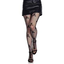 Olbye Black Fishnet StocFKings Skull Tights Rhinestone Spiderweb Thigh High Waist Leggings Halloween Goth Tights For Women - Skulla - Xem 2