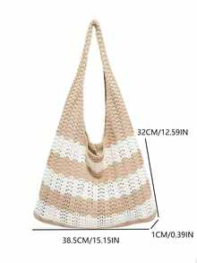 返校季韩版休闲单肩通勤包，大容量编织手提包，适合日常休闲外出，简约购物单肩/腋下包 - 彩色 - 查看 5