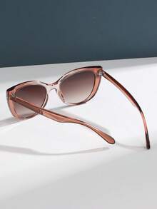Women's Bohemian Cat Eye - Ombre Brown Plastic Frame Classic Fashion Glasses, Suitable For Women's Outdoor Travel, Beach Vacation And Daily Matching - 彩色 - 查看 4