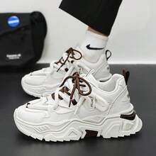 男士厚底增高运动鞋，透气运动休闲鞋，男士网面多功能厚底运动鞋 - 白棕 - 查看 3