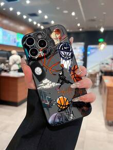 Estuche para teléfono con collage de arte de baloncesto Compatible con estuches para teléfonos ,  17,  16 Pro Max,  15 Pro Max,  13 y  12 Duradero, a prueba de golpes y elegante Una excelente opción para familiares, amigos, seres queridos, novios/novias y regalos de Navidad y Año Nuevo - Negro - Ver 1