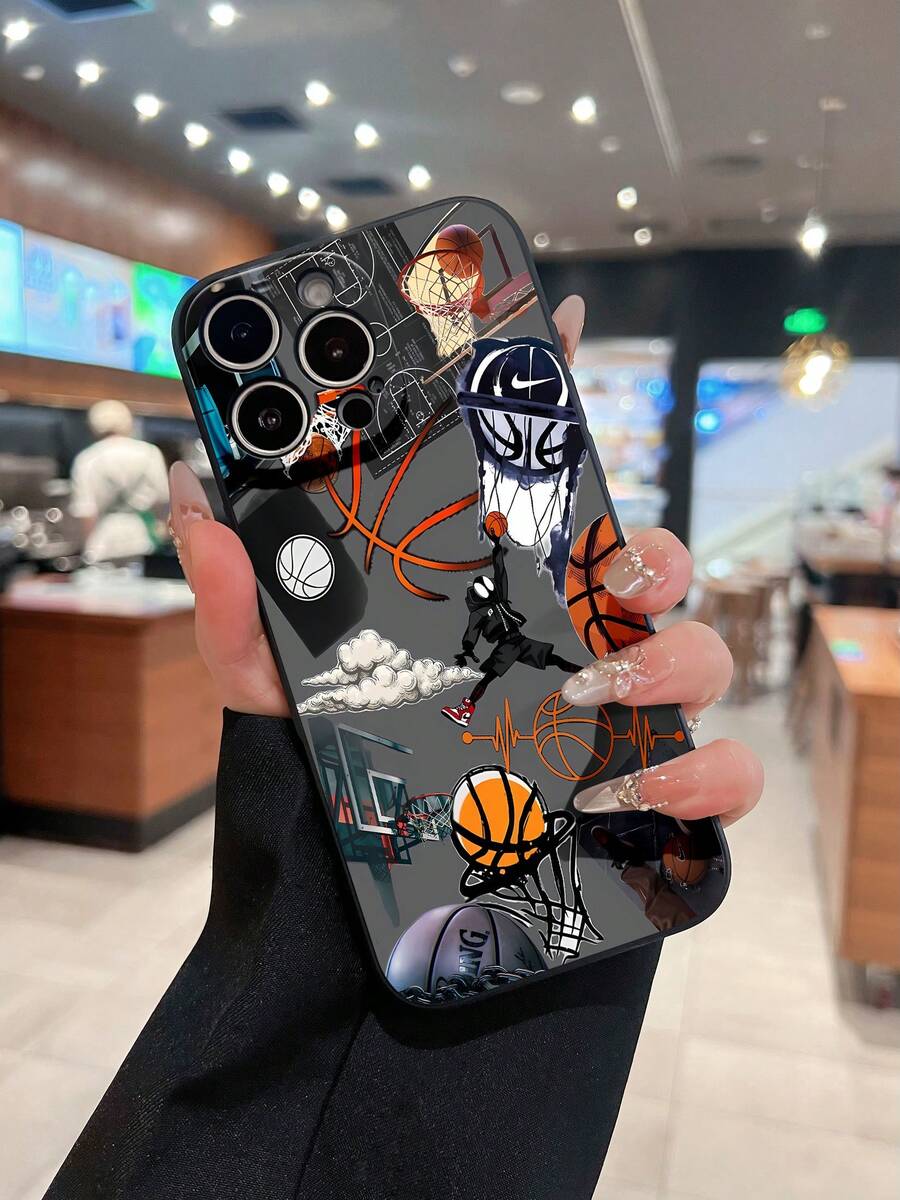 Estuche para teléfono con collage de arte de baloncesto Compatible con estuches para teléfonos , 17, 16 Pro Max, 15 Pro Max, 13 y 12 Duradero, a prueba de golpes y elegante Una excelente opción para familiares, amigos, seres queridos, novios/novias y regalos de Navidad y Año Nuevo - Negro - Ver 1