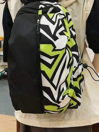 Mochila casual de gran capacidad, bolso de mensajero de nailon con estampado de graffiti de moda, bolso de hombro para estudiantes, bolso de viaje, adecuado para Halloween