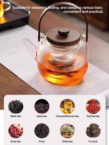 1pc High Borosilicate Glass Teapot With Lid And Infuser - Heat Resistant Glass Teaware, Suitable For Loose Leaf Tea, Chinese Tea Ceremony, Herbal Tea - Compatible With Induction/Electric Stove - Elegant Household Teapot - Multicolor - View 3