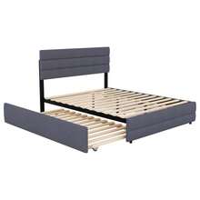 Platform Bed 140 X 200 Cm With Snowplow For Two People And Two Drawers, Grey - 灰色 - 查看 7