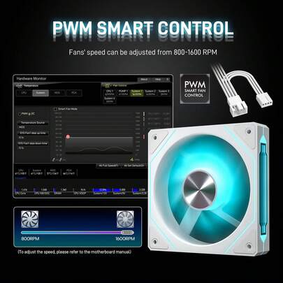 12厘米 ARGB 同步灯效静音散热风扇，适用于电脑机箱，CD纹理设计，带温度控制功能