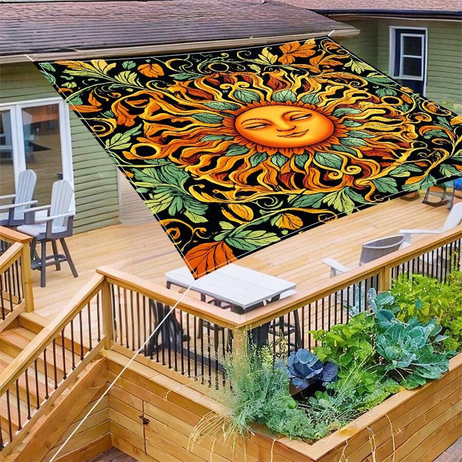 1 pieza Tela de sombrilla digital 2D con estampado, disponible en 5 estilos diferentes, con características como diseño de estampado impreso, a prueba de viento, desmontable, ligero, sombra parcial, a prueba de polvo - Multicolor - Ver 1